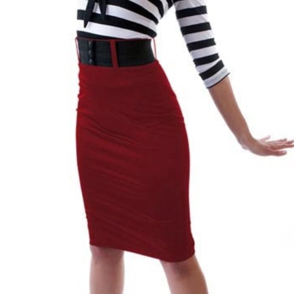 NWT XXL Size 16 Rocksteady Retro Rockabilly High Waist Belt Pinup Pencil Skirt